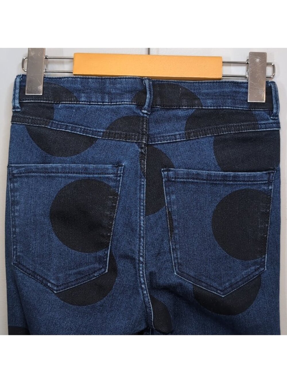 ZARA Trafaluc Denim Makers Polka Dot Skinny Jeans Cropped Blue Black Size 4 - Picture 10 of 10